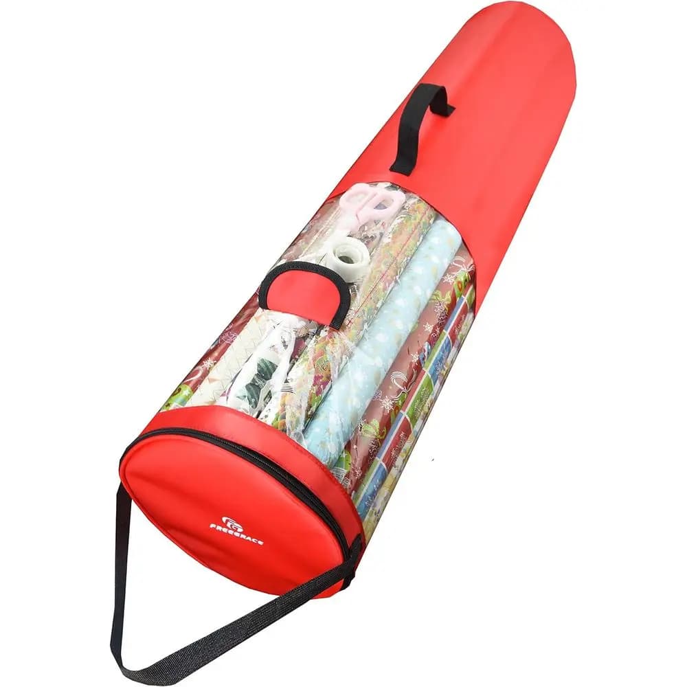Large Wrapping Paper Storage Bag - 9 x 40.9 Under Bed Organizer, Tear Resistant & Space Saving (Red)