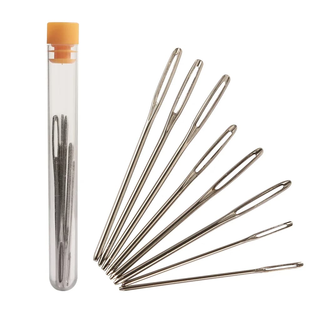 9 pz/set in acciaio inox grande occhio aghi con scatola 3 formati punto croce fai da te ferri da maglia lana cucito ricamo strumenti Set