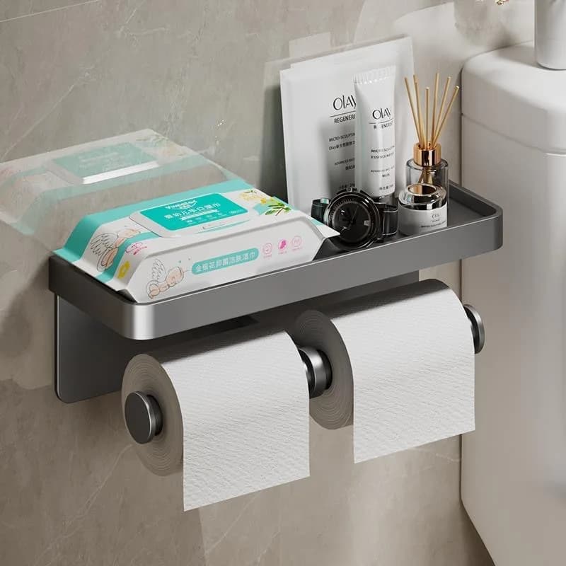 LargeToilet Toilet Paper Holder Wall Mounted Paper Roll Holder With Storage Tray Mobile Phone Holder Bathroom Accessories