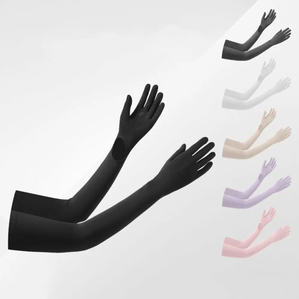 Simple Solid Color Long Sleeve Gloves, With Solar Protection, Quick Drying, Non-slip, For Summer, For Fishing