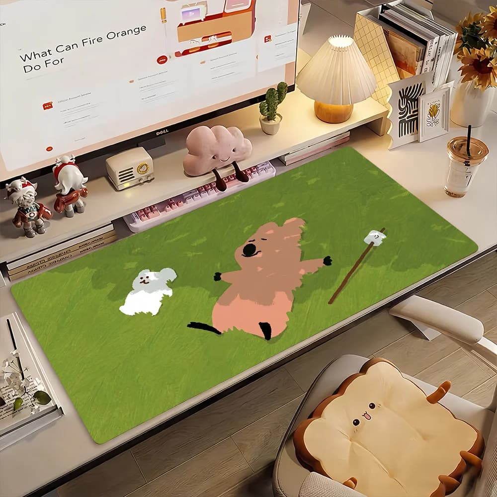 Tappetino per mouse Cartoon Quokka Brand D-dinotaeng-S Tappetino per computer antiscivolo in gomma per giocatori, decorazione per scrivania, tappetino per laptop, ufficio, grande