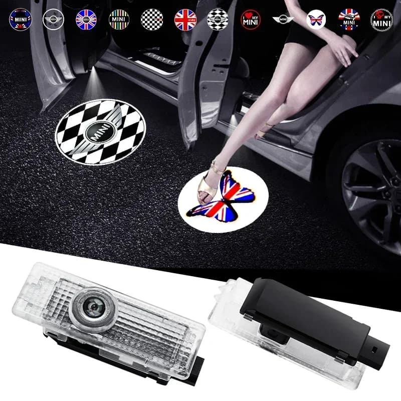 2 luci LED per proiettore di benvenuto per portiera auto, per BMW Mini Cooper Works R55 R56 R50 R60 R61 F54 F55 F56 F60, accessori