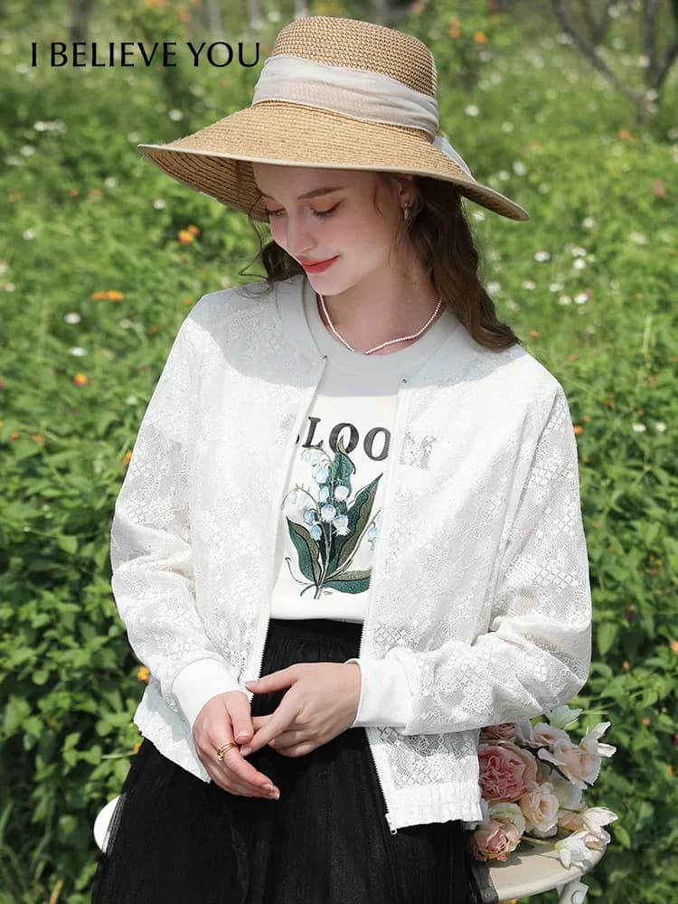 I BELIEVE YOU Giacca primaverile in pizzo francese da donna 2024 Nuovo cappotto chic elegante casual con temperamento uniforme da baseball leggero 2241185501