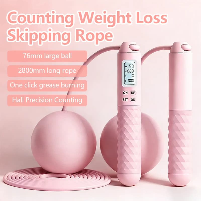 1 Set Weighted Jump Rope with Digital Counter, 2-In-1 And Corded Design, High Intensity Calorie Burning Home Cardio Workout