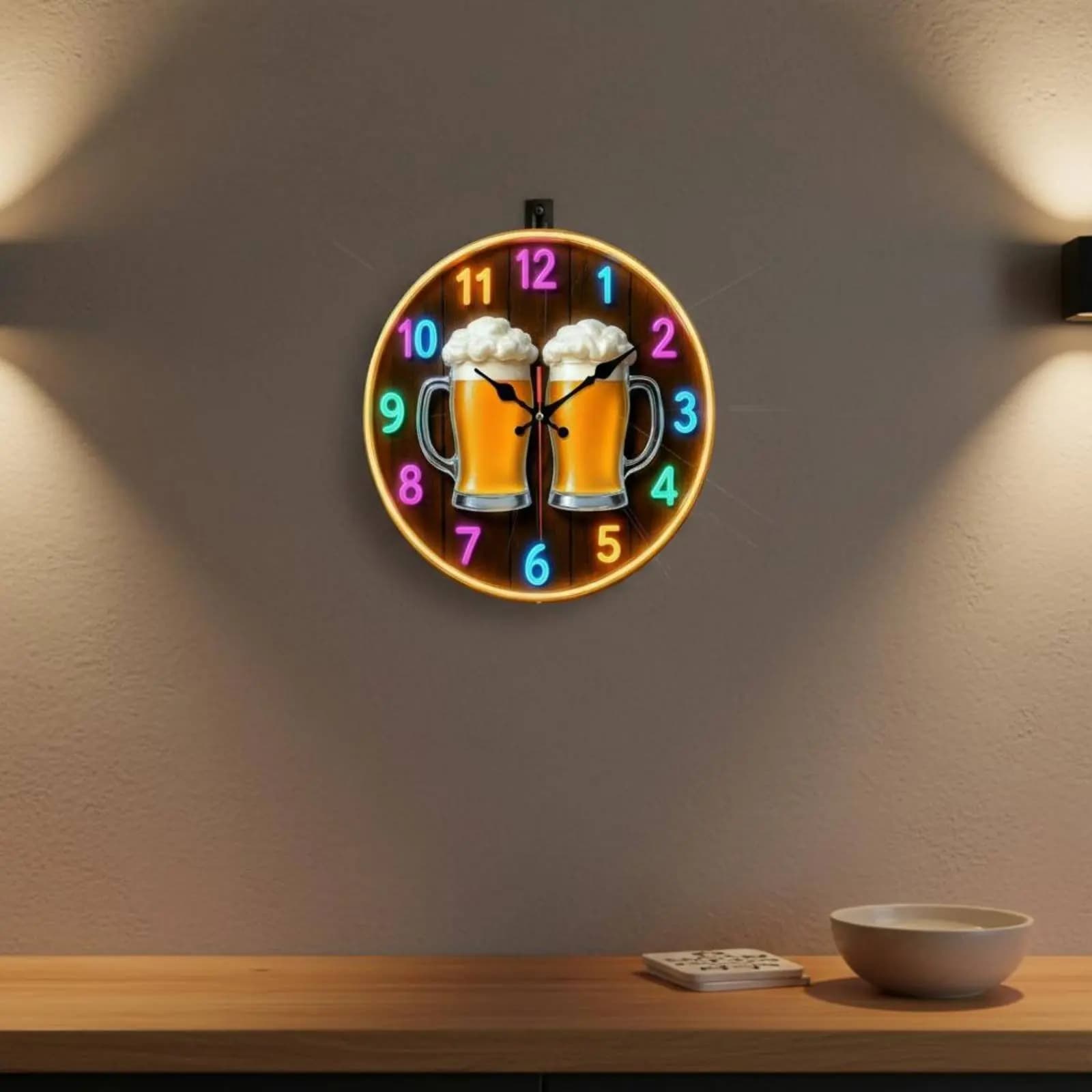 Orologio da Parete a Forma di Boccale di Birra Silenzioso, Decorazione Artistica in Stile Nordico per Soggiorno e Camera da Letto