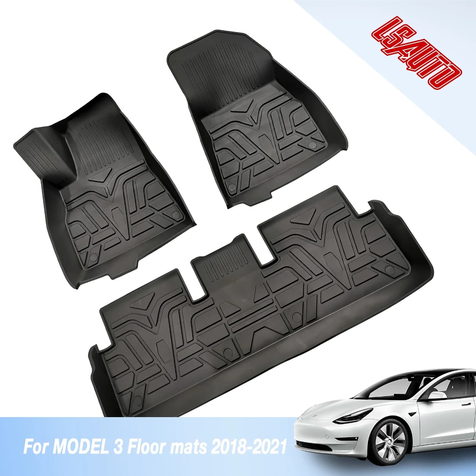 Tappetino per auto per Tesla Model 3 2018-2021 TPE impermeabile Sinistra-mano destra Trasmissione automatica Tappetini per auto Tappeto