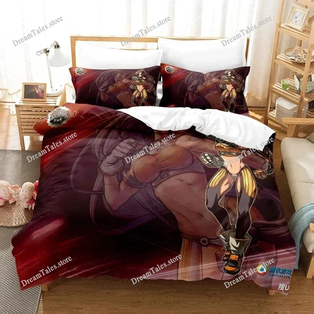 Set di Biancheria da Letto Dunge on Fighter 01 con Stampa di Maga Femminile, Set per Letto Singolo, Matrimoniale e King Size, Set Copripiumino per Camera da Letto dei Bambini Dunge on Fighter 1