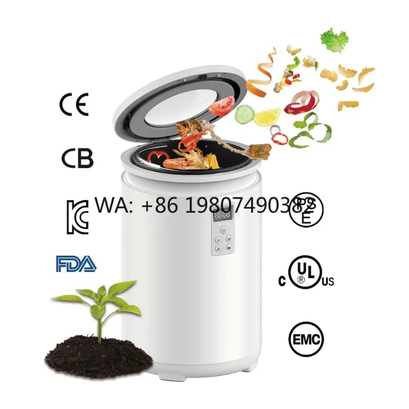 Compostiera Elettrica da 4,5L a Basso Rumore (42dB) in Acciaio Inox per Interni ed Esterni, Contenitore per Rifiuti da Cucina, Macchina per Compostaggio Ecologica