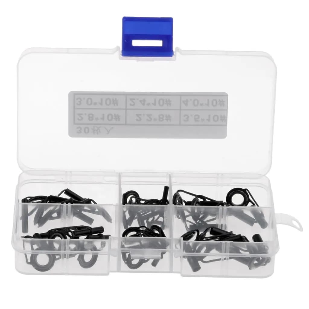 Kit di riparazione punta guide per canna da pesca in acciaio inossidabile da 30 pezzi nero