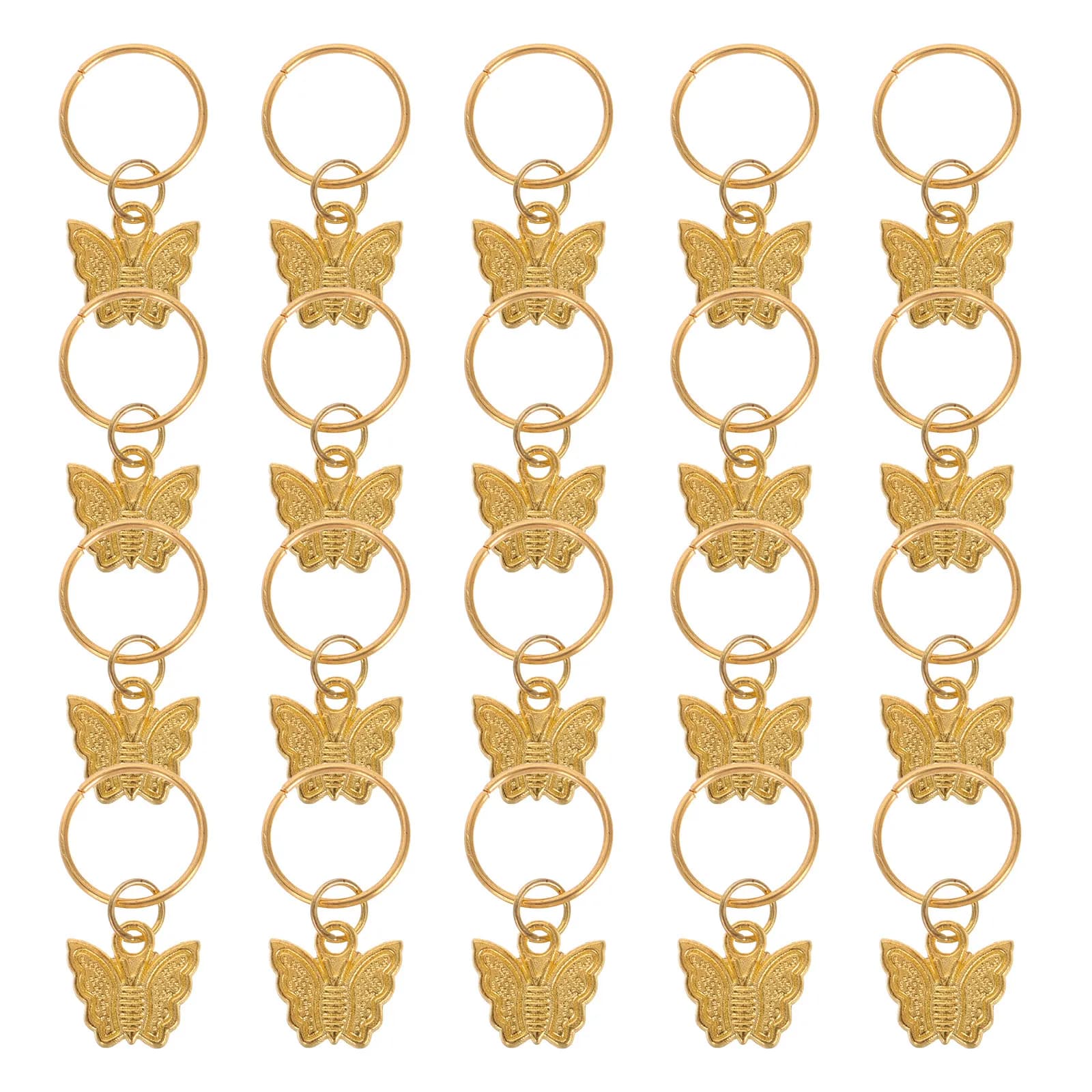 20 Pieces Butterfly Hair Rings, Treck Accessories, Mini Golden Jewelry, Metal Light Clips, Fascinating Hair Clips for Rocks