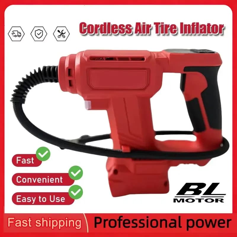 Pompa d'aria elettrica portatile senza fili per pneumatici auto, gonfiatore automatico con display digitale, compressore d'aria per batteria Milwaukee 18V