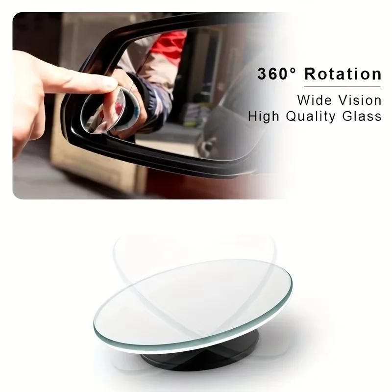1 Paio di Specchietti Retrovisori per Auto con Ango di Visione a 360 Gradi, Convex Mirror Adjustable for Retromarcia and Parking Without Frame