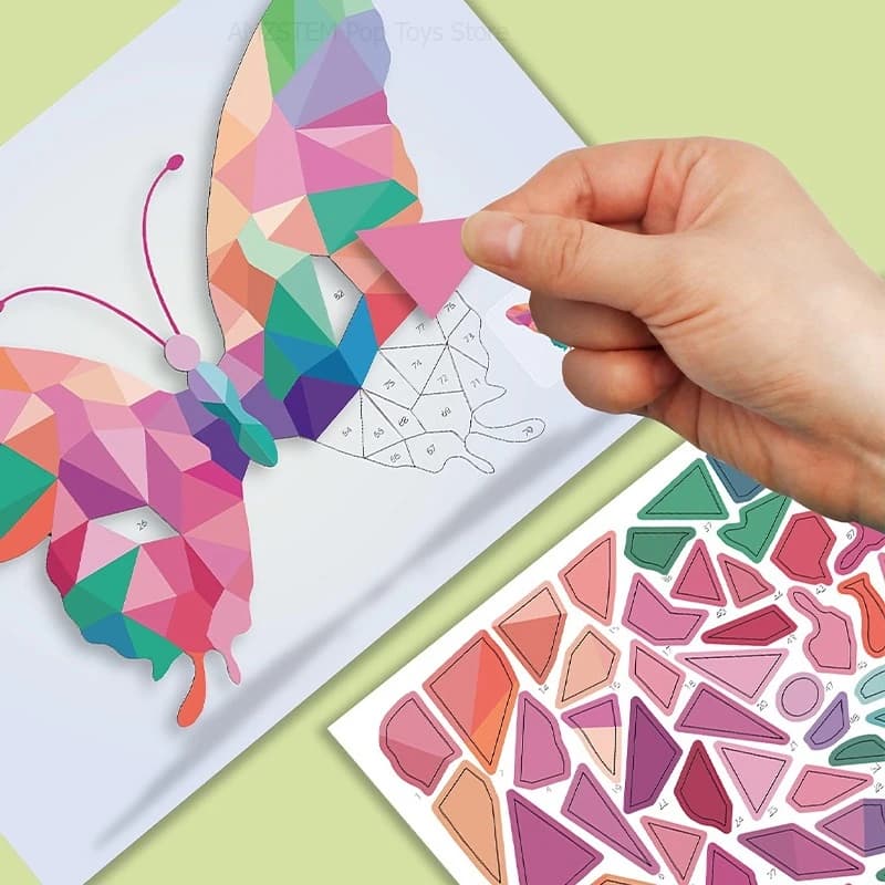 Adesivi puzzle animali geometrici 3D Adesivi collage creativi fatti a mano fai-da-te Set d'arte Sviluppo Focus Giocattoli educativi