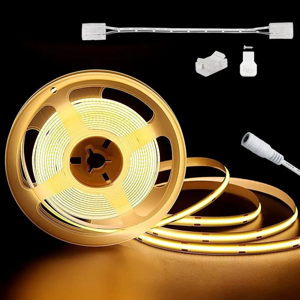 LED Strip COB 32.8ft/10m 5040 LED Hot White 3000K, High Brightness CRI90+ Super Bright DC24V, for Cabinets or Home Lighting