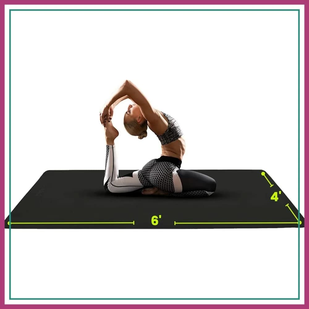 Tappetino Yoga Grande 6x4 piedi, Spessore 1/4 e 1/2 pollici, Tappetino per Esercizi a Casa, Tappetino Extra Largo per Yoga, Pilates e Stretching