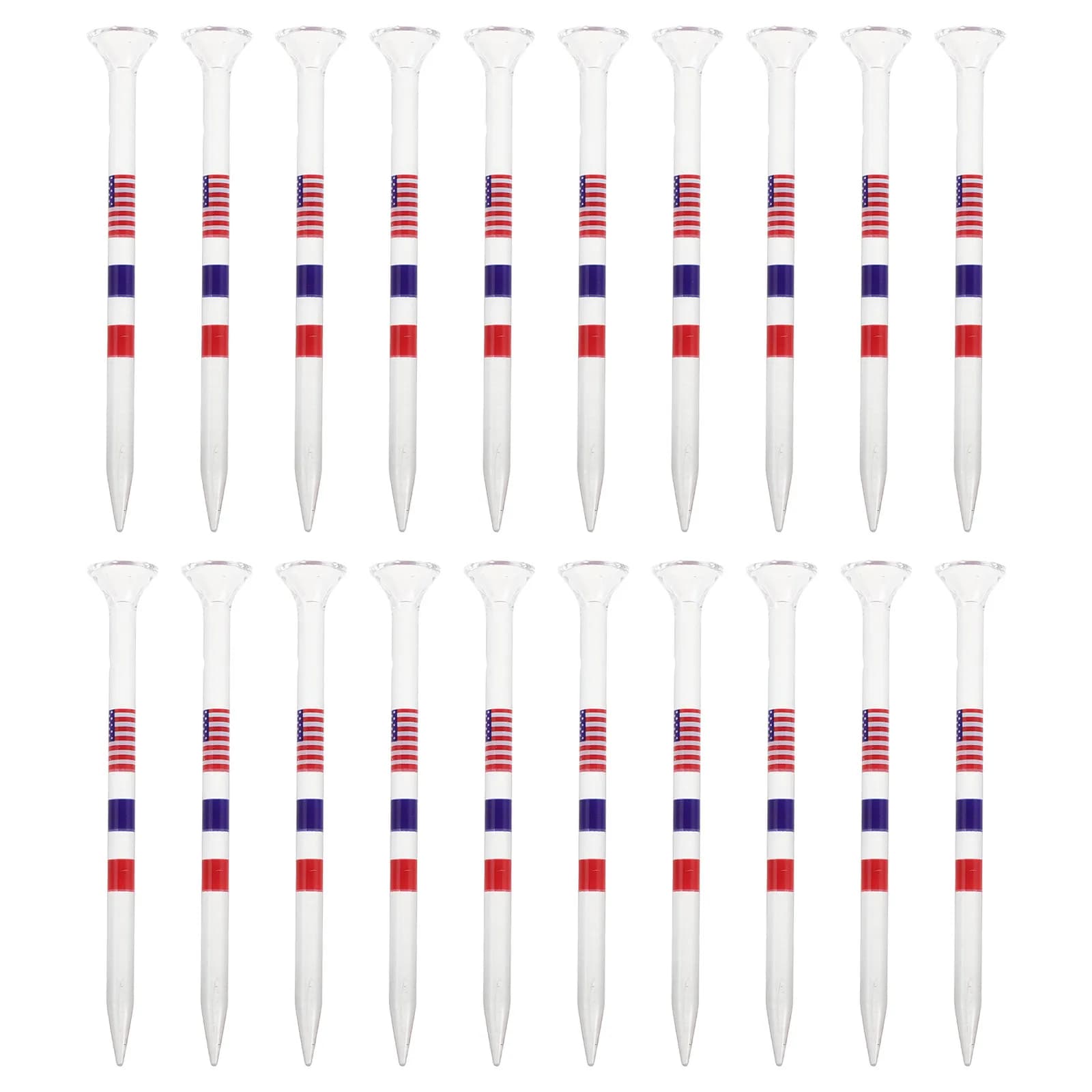 25 Pezzi Tee da Golf in Plastica, Accessori Sportivi Patriottici per Uomo, Allenamento Indoor e Outdoor, Bandiera USA, 250° Anniversario, Golf Trasparente Corto