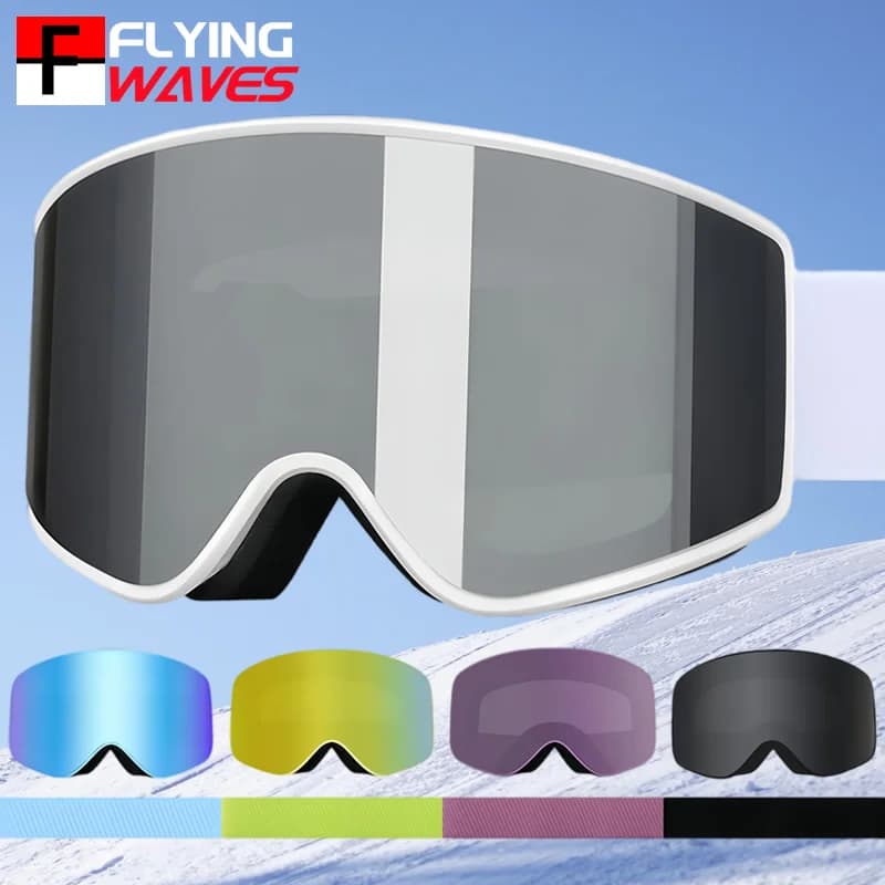 Grandi occhiali da sci da snowboard Lenti a doppio strato Protezione UV Occhiali da neve antiappannamento Motoslitta Sci Pattinaggio per uomini Donne Giovani