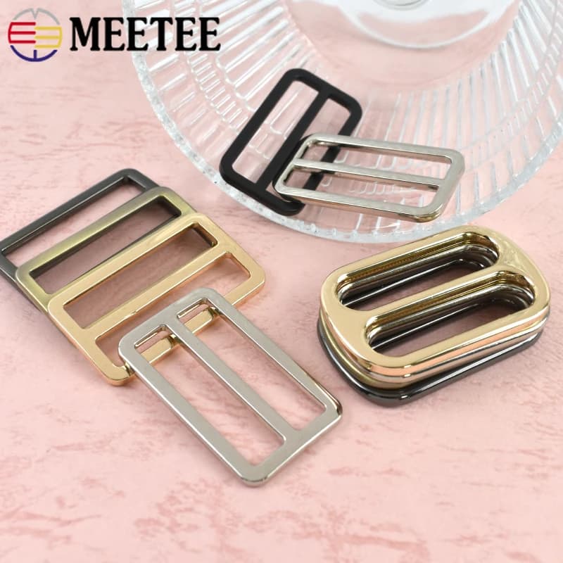 10/20 Pezzi Fibbia Scorrevole Tri-Glide in Metallo da 25-50mm per Cinghie, Regolatori per Nastri, Chiusure per Borse, Accessori per Cucito e Kit Fai-da-te