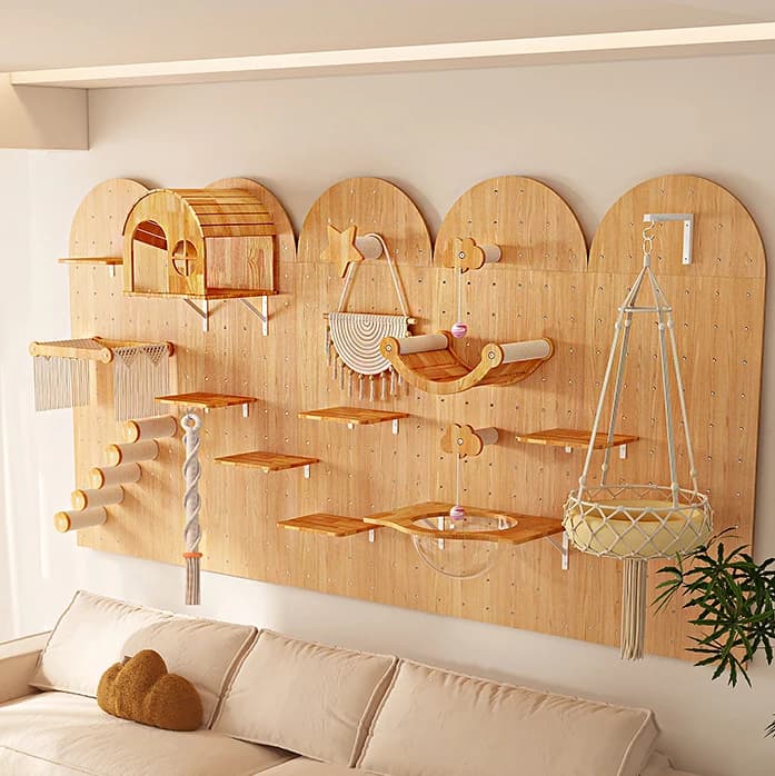 Customization Durable Solid Wood Cat Wall Shelf Mounted Wall Hammock Climbing Frame House Cat Furniture Manufacturer