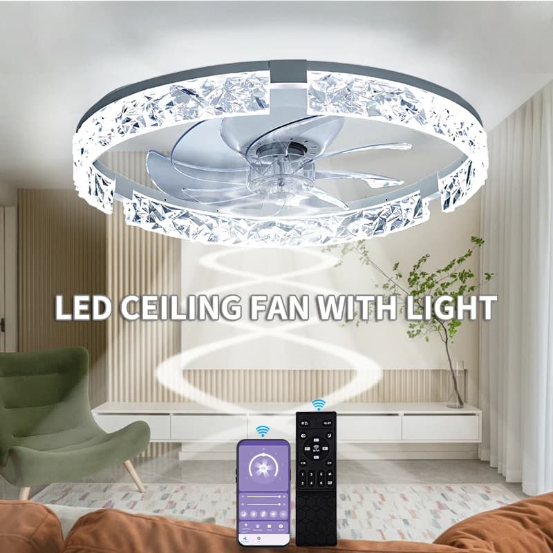 Ventilatore da soffitto moderno a LED, telecomando APP, attenuazione infinita, ventilatore elettrico silenzioso e sottile a sei velocità per un flusso d'aria potente, vestibilità domestica