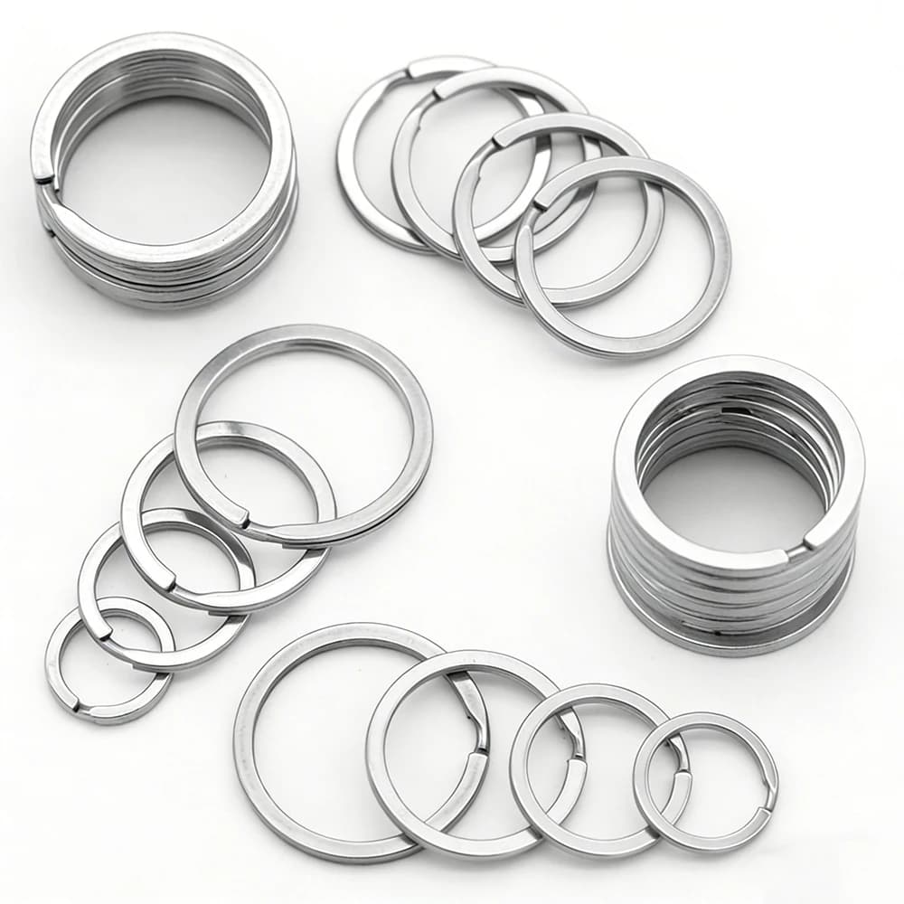 10 Pezzi Anelli Portachiavi in Acciaio Inox 15~35mm, Anelli Piatti Rotondi, Anelli Aperti per Creazione di Gioielli e Portachiavi Fai-da-Te