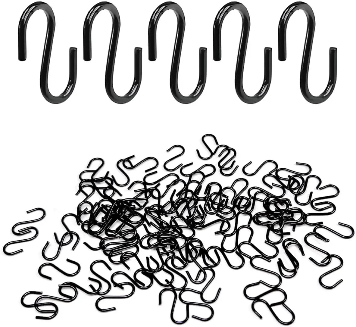100 Pcs Mini S Hooks for Hanging, 1/2 Inch S Shaped Hooks, Ornament Hooks, S Hangers Hooks, S Hanging Hooks, Wire Hooks, Metal S Hooks for Crafts, Jewelry Keychain Necklaces, Black