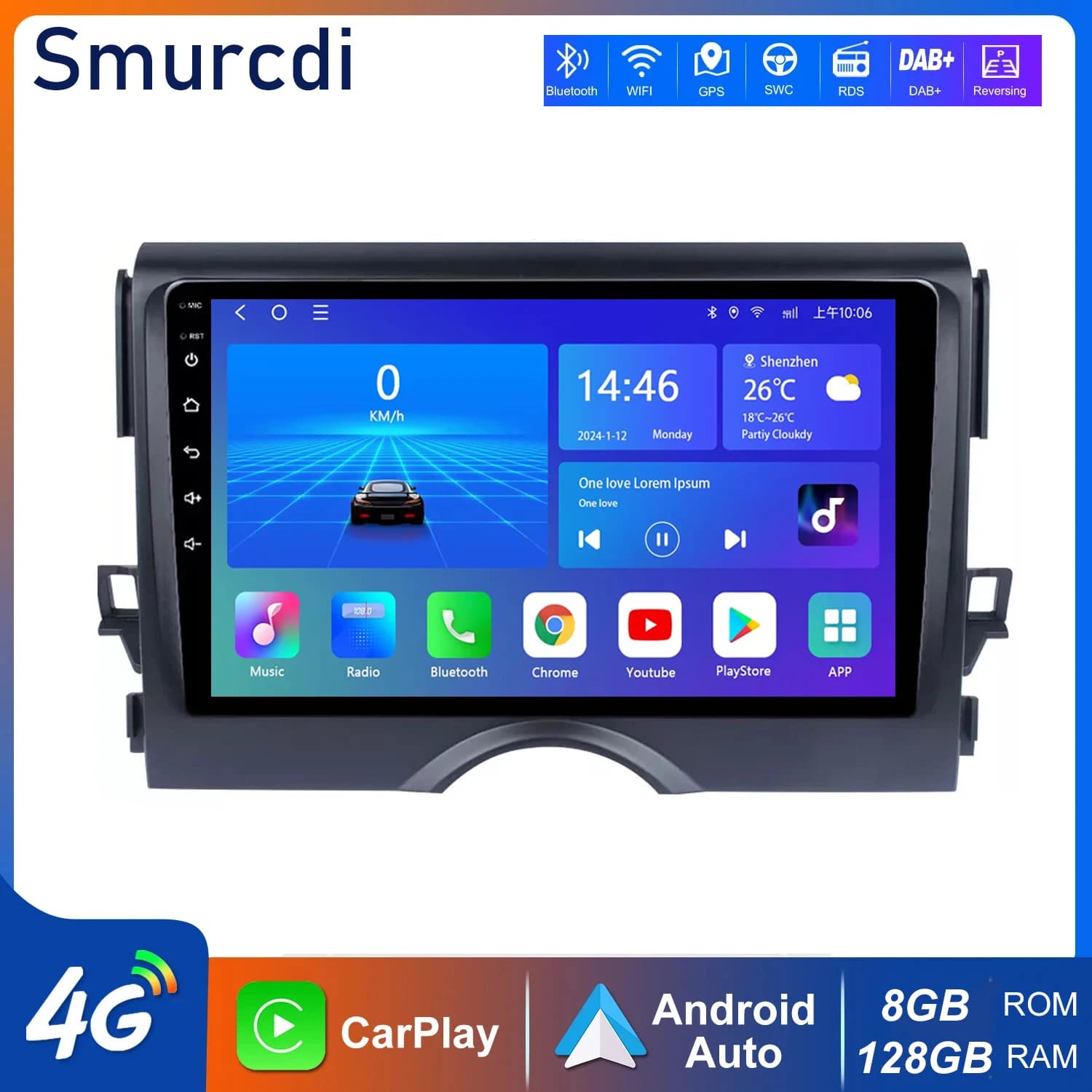 Autoradio Android 16 2 Din con Carplay Wireless per TOYOTA REIZ Mark X 2010 - 2015, Navigazione GPS Multimediale, Lettore Video