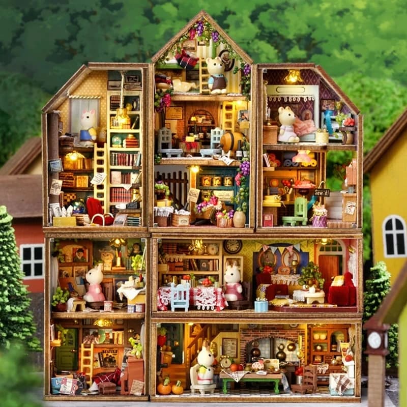 Wooden Case Miniature Dolls Dolls Home Made By Hand Assembling Model 3D Puzzle Building Kit Birthday Gift Toy Dolls Home Miniature