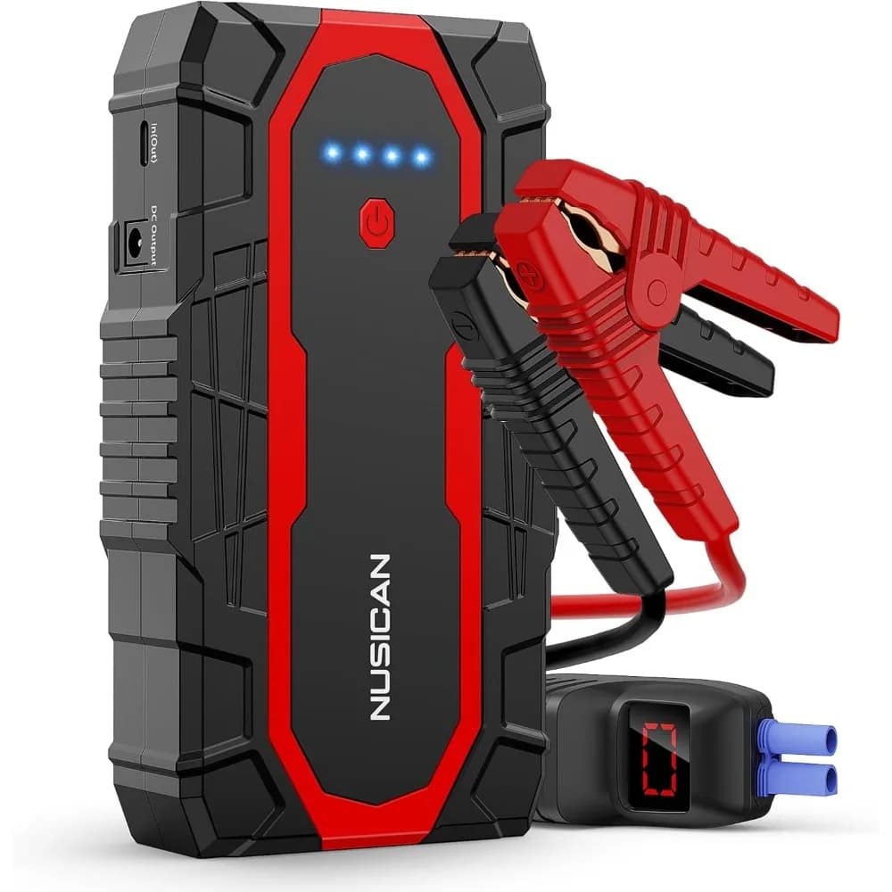 Avviatore di emergenza per auto, caricabatteria portatile da 12 V (fino a gas da 7,5 litri e motore diesel da 5,5 litri) Booster batteria al litio automatico 2000 A 18000 mAh J