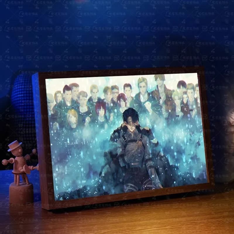 Attacco su Titano Luce notturna Cornice per foto Figura anime Eren Jaeger Armin Arlert Scatola luminosa a LED Decorazione Pittura Immagine Giocattolo Regalo