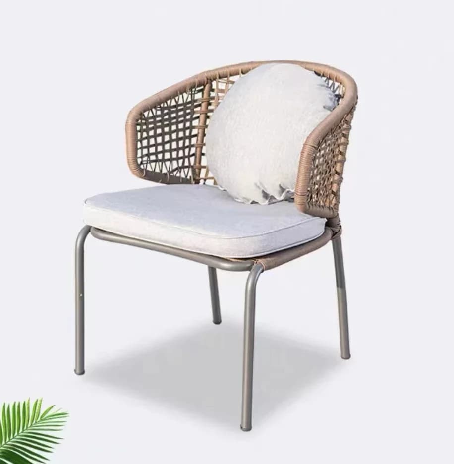 Set da pranzo con tavolo e sedia per mobili da giardino, struttura in lega di alluminio cinese con cuscino impermeabile