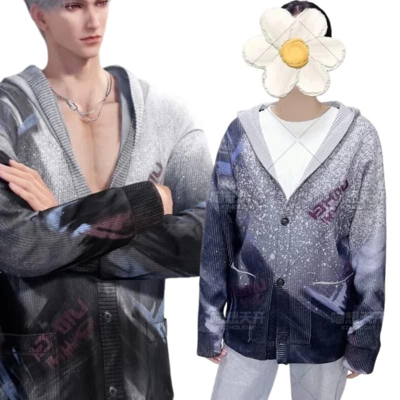 Costume Sylus del Gioco Love and Deepspace, Cardigan Viola Lavorato a Maglia con Cappuccio, Abbigliamento Casual per Donne e Uomini