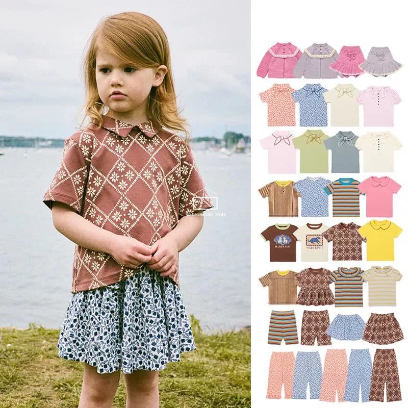 Abbigliamento per Bambini 2026 MP Nuovissima T-shirt Estiva per Bambine e Bambini, Magliette Carine con Fiocco, Top in Cotone per Bambini, Abbigliamento Casual