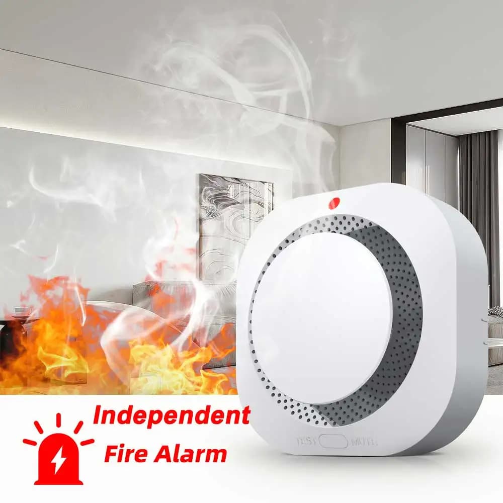 Rilevatore di fumo indipendente Sensore di protezione di sicurezza domestica per magazzino Cucina Sicurezza antincendio Allarme antincendio di fumo intelligente