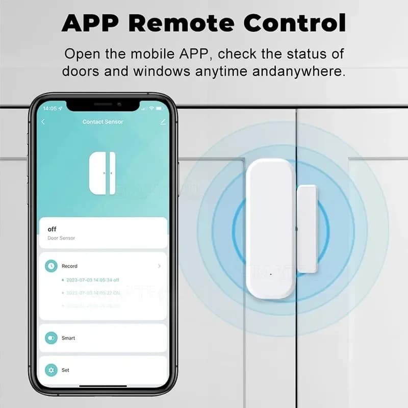 Sensore Intelligente per Porte e Finestre, Rilevatore di Contatto Tuya WiFi, Notifica in Tempo Reale via App, Allarme Antifurto per Sistema di Sicurezza Domestica
