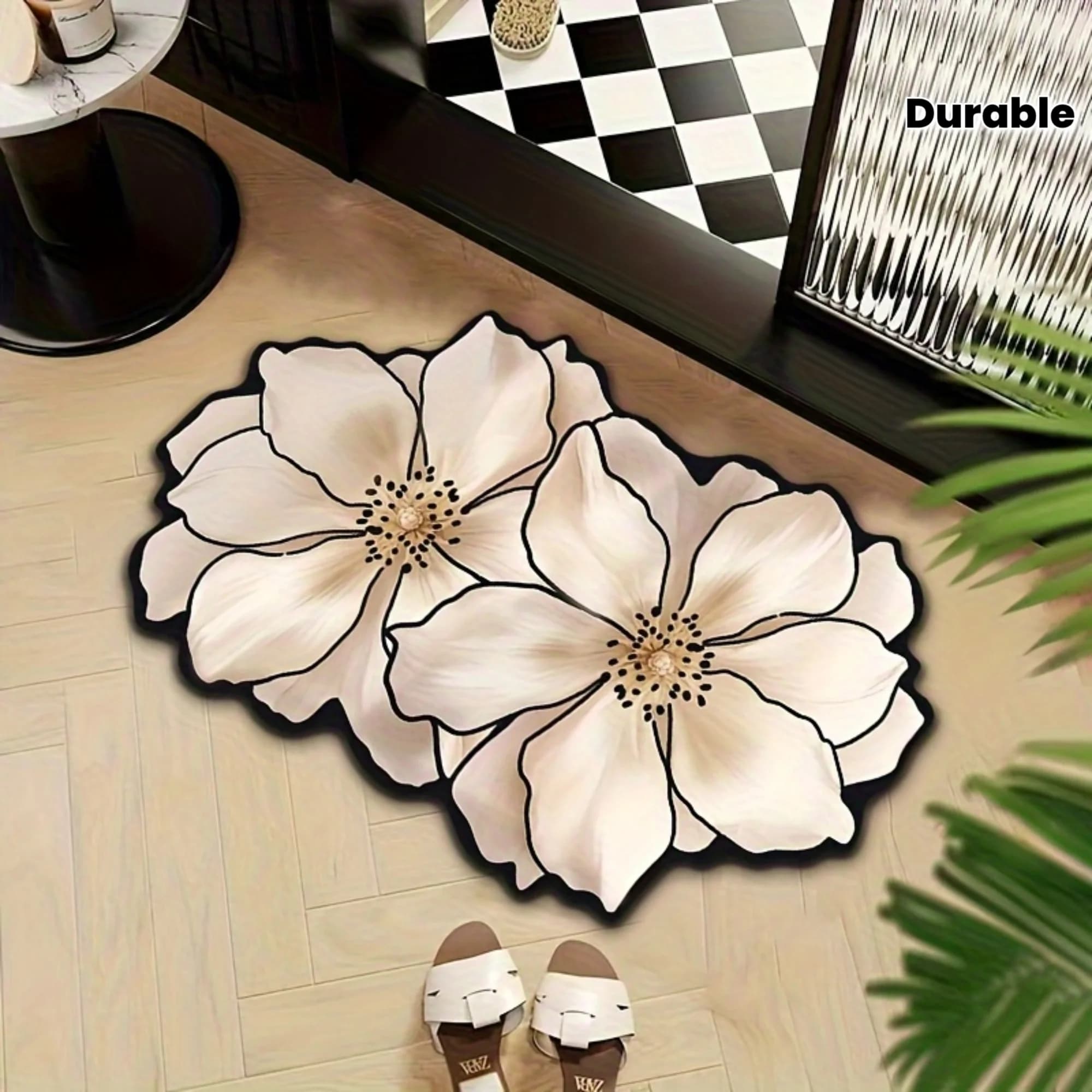 VIKAMA Tappeto artistico con motivo floreale Tappetino da bagno minimalista nordico Tappetino decorativo assorbente antiscivolo Decorazione della casa