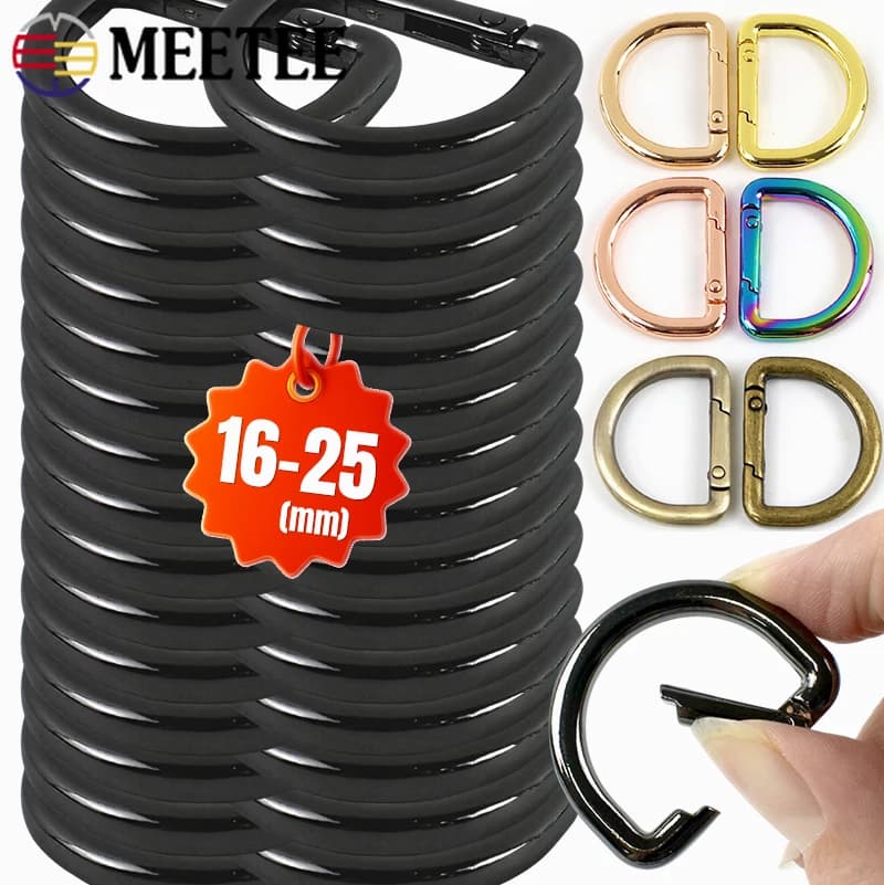 5/10 Pezzi Anelli a D in Metallo 16/19/25mm, Ganci a Molla per Cinghie Borse, Moschettoni per Portachiavi, Accessori per Borse