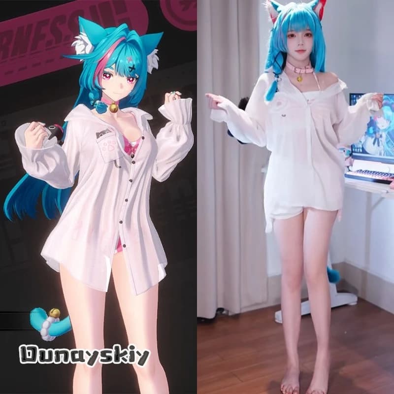 Costume Cosplay Neverness To Everness, Abbigliamento Verde Menta per Donne, Lingerie Sexy Estiva, Bikini, Costume da Bagno Trasparente, Completo per Halloween