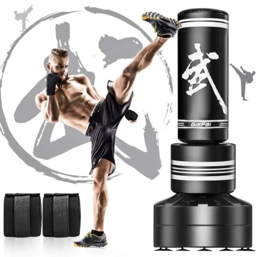 Sacco da Boxe Autoportante per Casa e Ufficio: Sacco Nero in PVC Resistente da 67'' con Guanti da Boxe Inclusi, Senza Molla