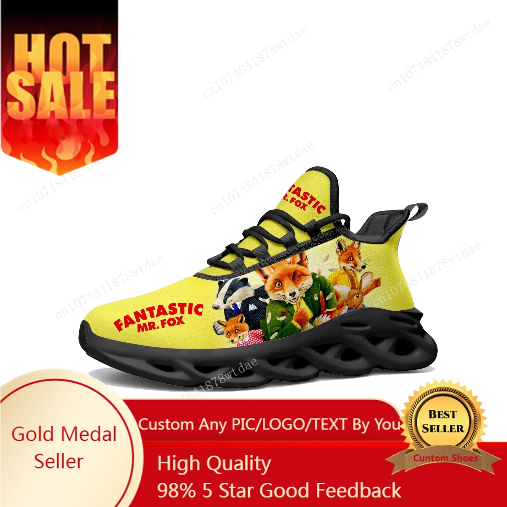 Fantastic Mr Fox Flats Sneakers Mens Womens Teenager Sports Running Shoe High Quality Anime Cartoon Custom Lace Up Mesh Footwear