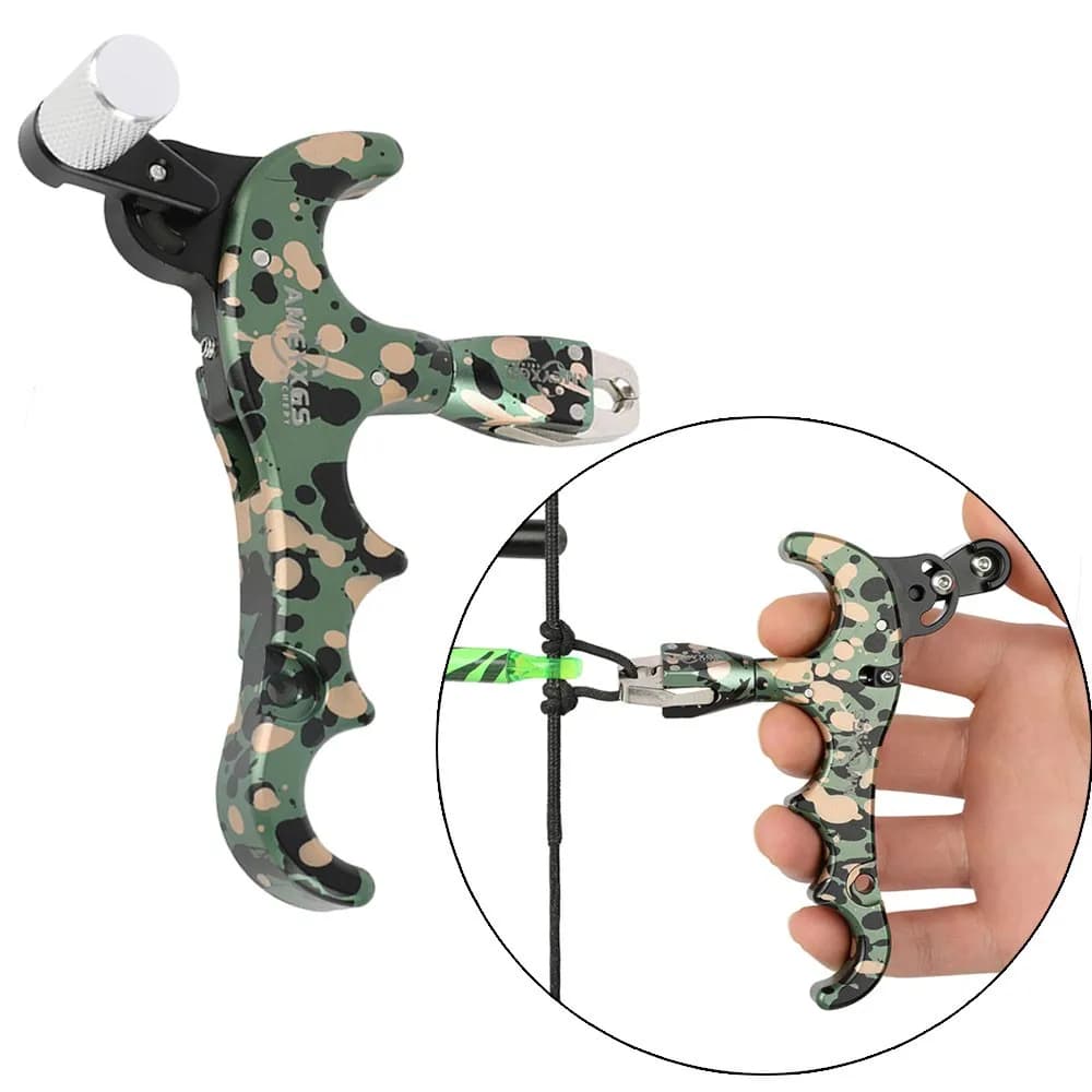 Aiuta il rilascio dell'arco composto a 4 dita in lega di alluminio 360 ° Accessori per tiro con l'arco regolabile ruotabile per tiro con l'arco LH/RH