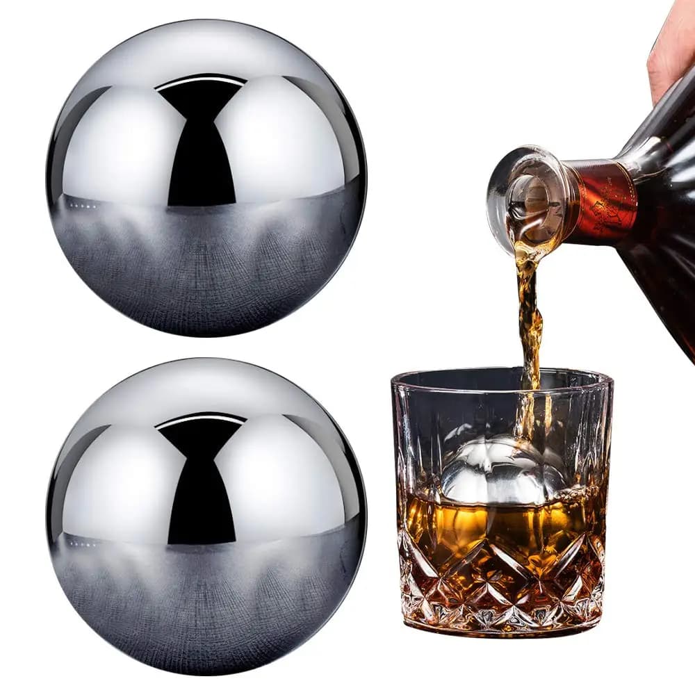 1 pz Pietre da whisky rotonde a forma di palla, riutilizzabili, in acciaio inossidabile, cubetti di ghiaccio a forma di palla da golf, set regalo di palle di ghiaccio in metallo