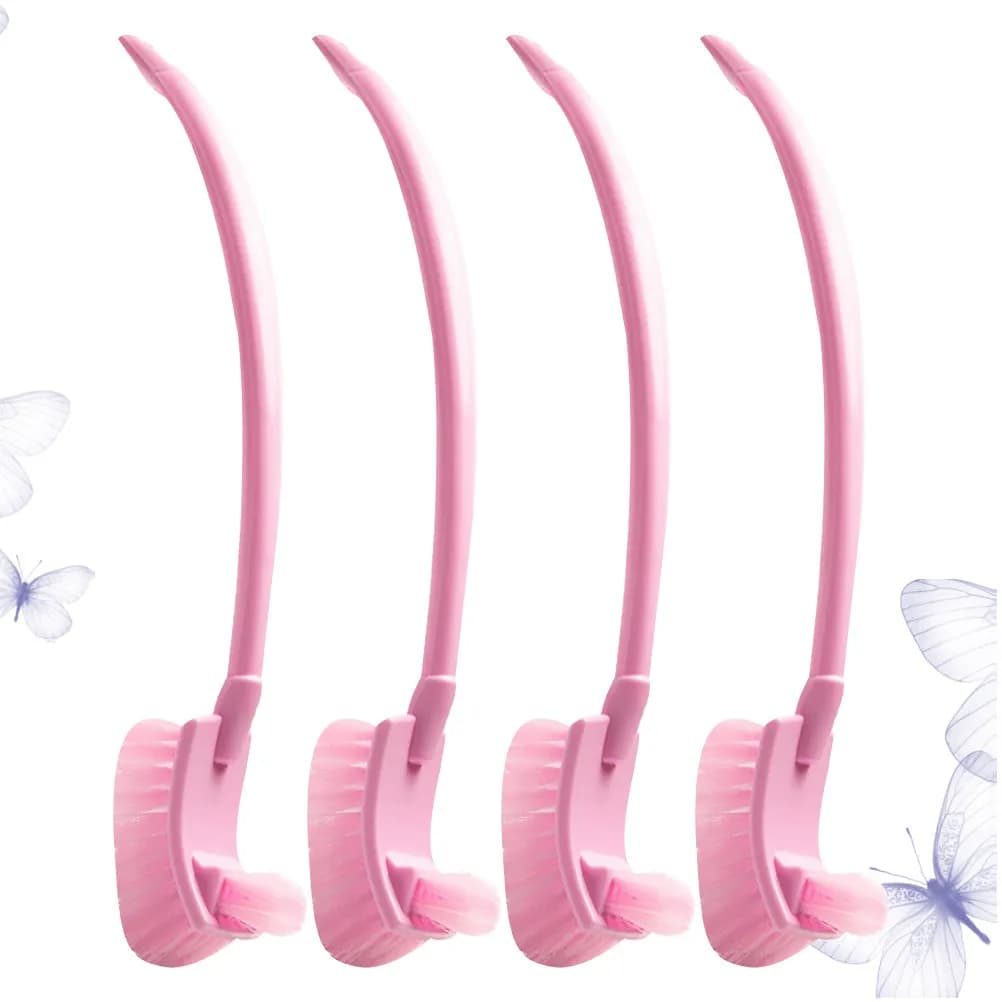 Set di 4 Spazzole per WC in Plastica con Setole Dense e Manico Lungo per Pulizia Bagno, Angoli e Fessure, Uso Domestico e Alberghiero, Rosa