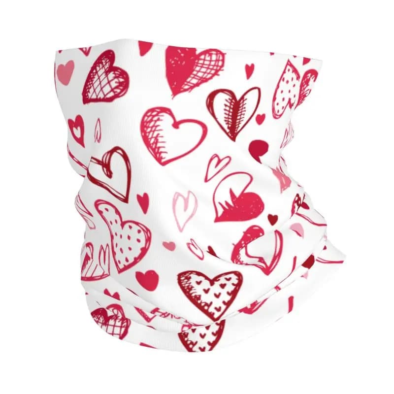 Scaldacollo Bandana with Pink and Red Hearts for Woman and Man, Tubular Mask, Scarf, Motorcycle Band, Hike Cover for Hiking and Camping