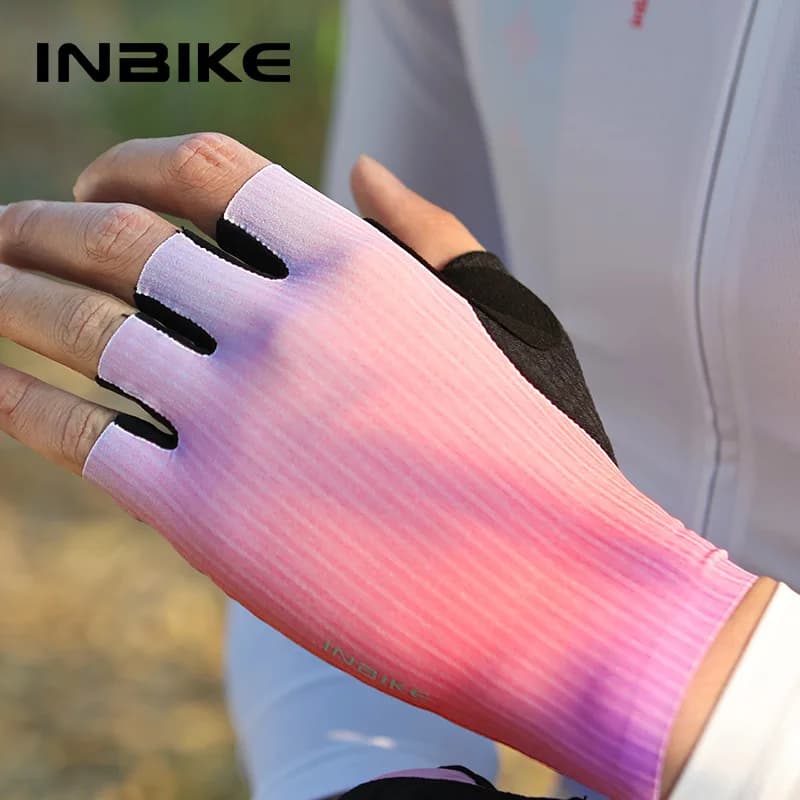 Guanti da ciclismo INBIKE guanti da equitazione per bici da strada con mezze dita assorbimento degli urti guanti da motociclista professionali MTB per accessori da ciclismo