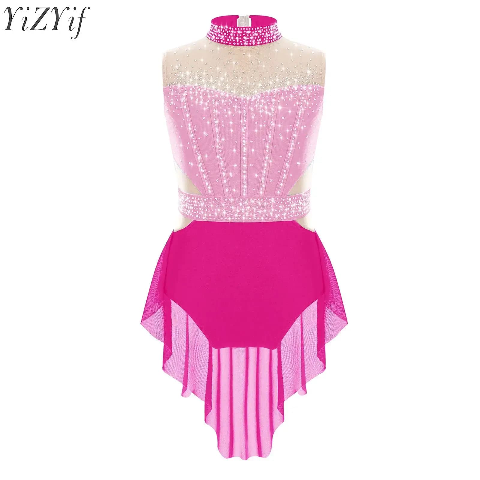 Bambini Ragazze Balletto Vestito da ballo lirico Bambini Strass Maglia Ginnastica Gonna Body Pattinaggio di figura Ballerina Costumi