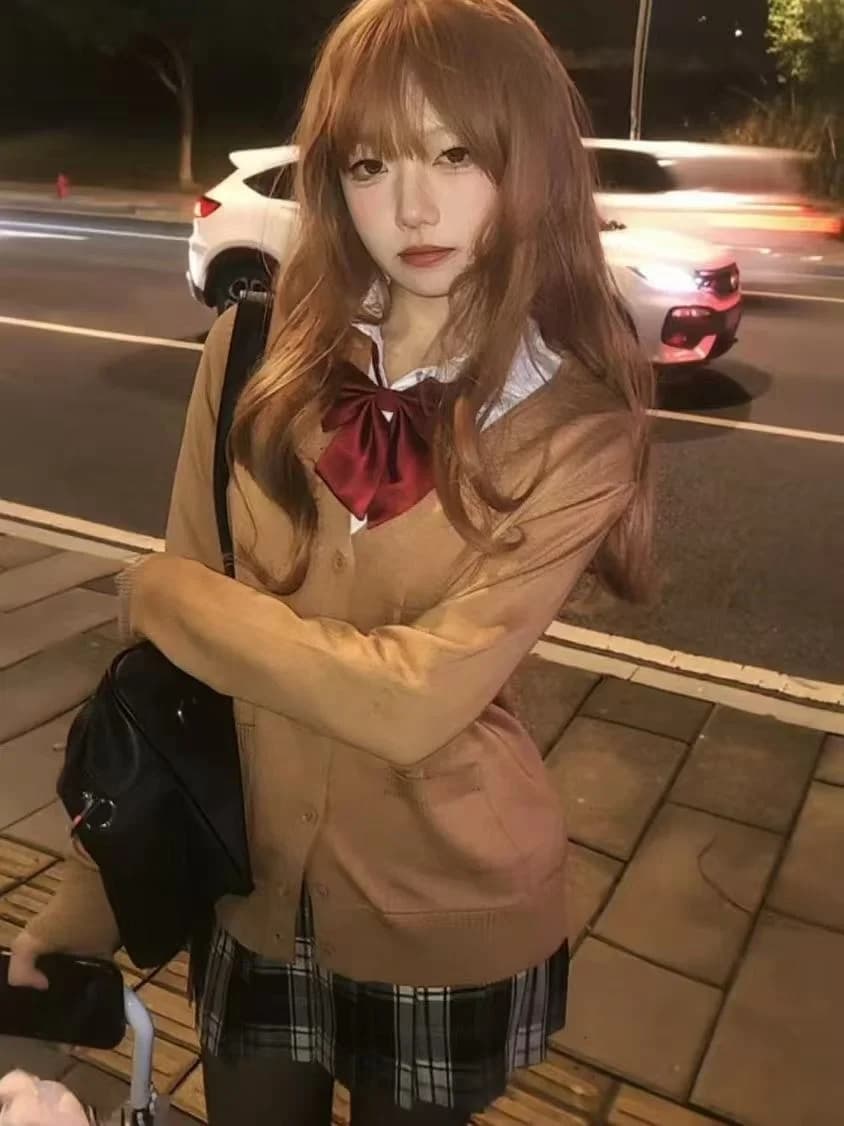 Nuovo Stile Autunno Inverno, Cardigan Lavorato a Maglia in Stile Uniforme Giapponese JK, Giacca da Donna per Studentesse, Stile Universitario, Uniforme Scolastica con Scollo a V