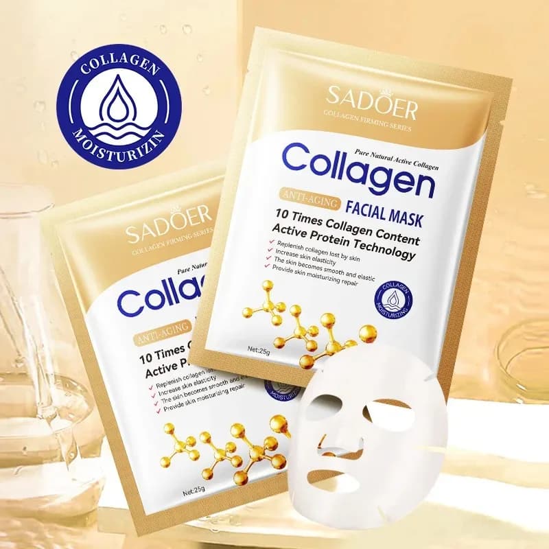 Mask Faced with Hydrating and Renewing Collagen, Skin Care Patch, Repair and Lighting