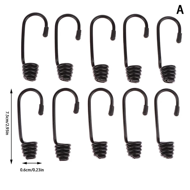 10 Pcs Spiral Hooks For Tensioner Marine Shock Cord Bungee Elastic Rope Hooks Luggage Straps Tarp Tie Downs Canopy Stretch
