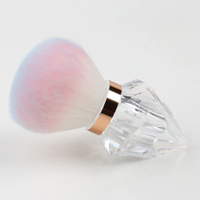 Pennello per Polvere Acrilica Premium Blu e Rosa con Manico in Acrilico Diamantato per Unghie e Trucco, Pennelli per Manicure